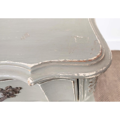 278 - BEDSIDE TABLES, a pair, Louis XV style grey painted each with single drawer, 72cm H x 50cm x 41cm. (... 