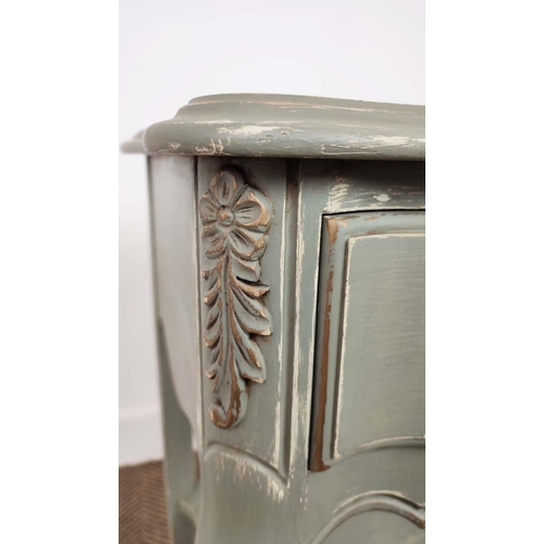 278 - BEDSIDE TABLES, a pair, Louis XV style grey painted each with single drawer, 72cm H x 50cm x 41cm. (... 