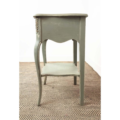 278 - BEDSIDE TABLES, a pair, Louis XV style grey painted each with single drawer, 72cm H x 50cm x 41cm. (... 