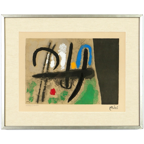 62 - JOAN MIRO, Personnages, a pair, numbered limited edition pochoir, stamped signature, embossed Euroar... 