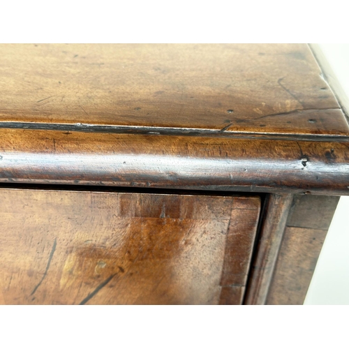 103 - CHEST, 18th century English Queen Anne walnut and crossbanded with two short above three long drawer... 