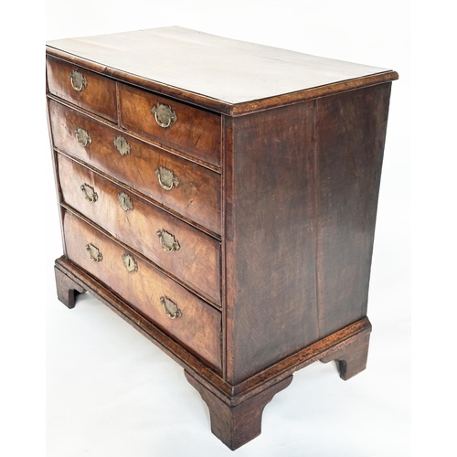 103 - CHEST, 18th century English Queen Anne walnut and crossbanded with two short above three long drawer... 