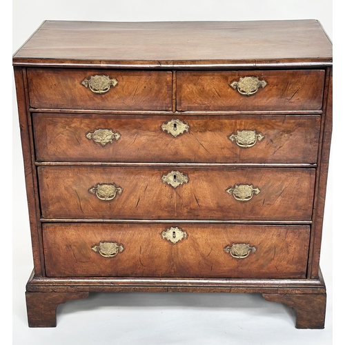 103 - CHEST, 18th century English Queen Anne walnut and crossbanded with two short above three long drawer... 