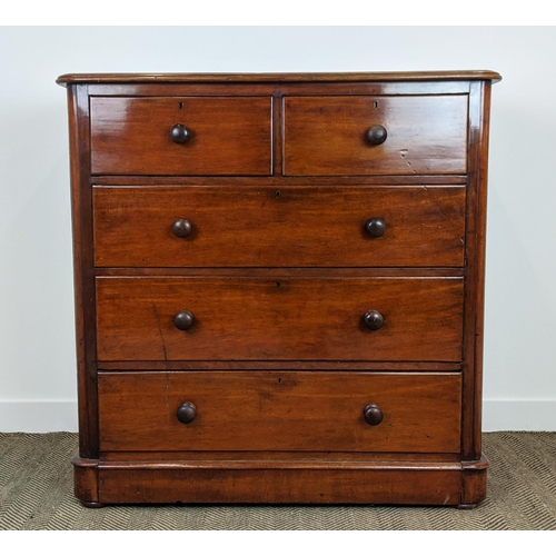 252 - CHEST, Victorian mahogany with five drawers, 122cm H x 123cm x 56cm.