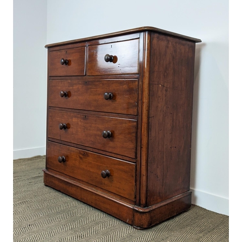 252 - CHEST, Victorian mahogany with five drawers, 122cm H x 123cm x 56cm.