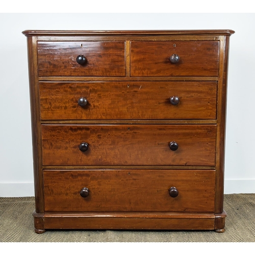 254 - CHEST, Victorian mahogany with five drawers, 119cm H x 120cm x 50cm.