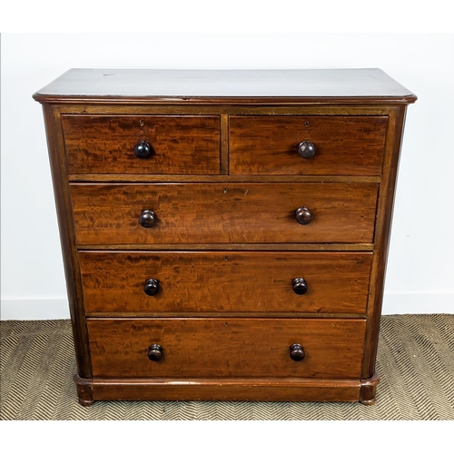 254 - CHEST, Victorian mahogany with five drawers, 119cm H x 120cm x 50cm.