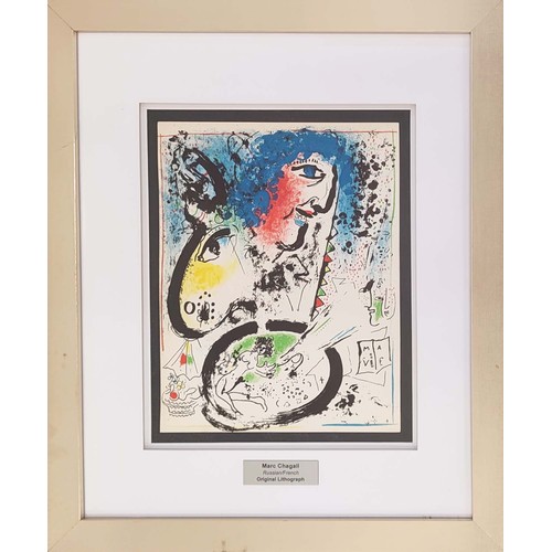 80 - MARC CHAGALL (1887-1985), 'Self Portrait', original lithograph, 32cm x 24cm, framed