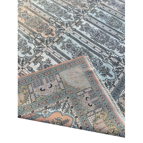 104 - FINE PURE SILK GARDEN DESIGN CARPET, 430cm x 307cm.