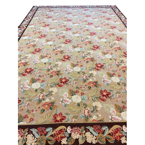 85 - FINE FRENCH AUBUSSON DESIGN NEEDLEWORK CARPET, 400cm x 270cm.