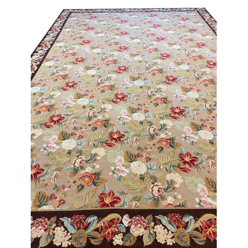 85 - FINE FRENCH AUBUSSON DESIGN NEEDLEWORK CARPET, 400cm x 270cm.