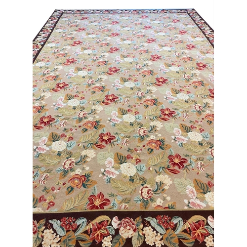 85 - FINE FRENCH AUBUSSON DESIGN NEEDLEWORK CARPET, 400cm x 270cm.