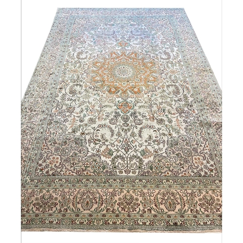 94 - FINE PURE SILK TEHRAN DESIGN CARPET, 280cm x 180cm.