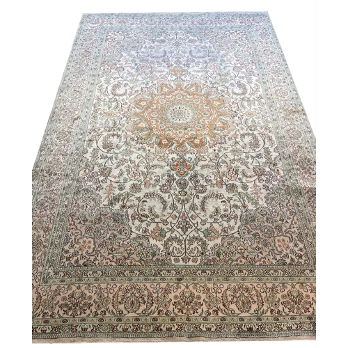 94 - FINE PURE SILK TEHRAN DESIGN CARPET, 280cm x 180cm.