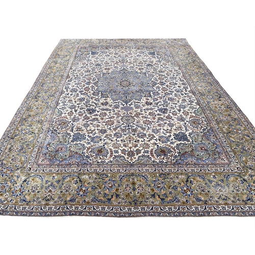 105 - ANTIQUE PERSIAN KASHAN CARPET, 528cm x 397cm.