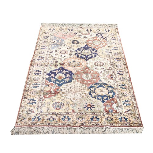 86 - ANTIQUE TURKISH SILK CARPET, 190cm x 127cm