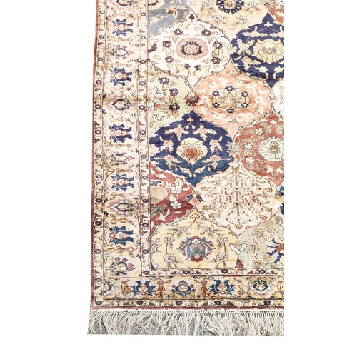 86 - ANTIQUE TURKISH SILK CARPET, 190cm x 127cm