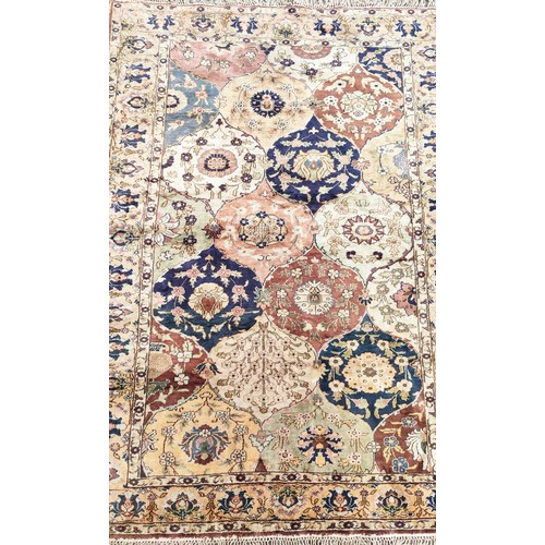 86 - ANTIQUE TURKISH SILK CARPET, 190cm x 127cm