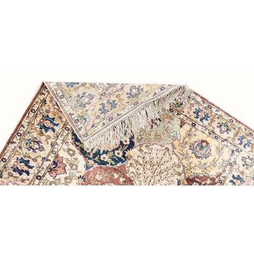 86 - ANTIQUE TURKISH SILK CARPET, 190cm x 127cm