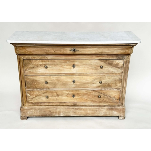 106 - HALL COMMODE, 19th century French Louis Philippe walnut, adapted with four long drawers, 130cm W x 4... 