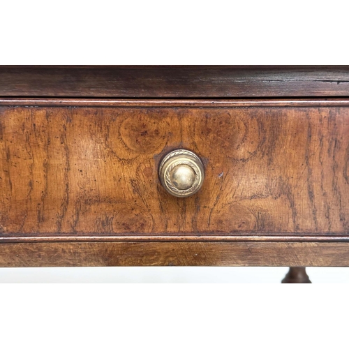 108 - HALL TABLE, George III design burr walnut and crossbanded with four frieze drawers and reeded turned... 