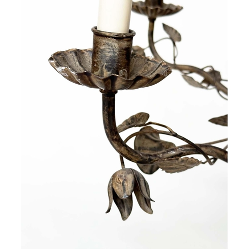 110 - VAUGHAN CHANDELIER, foliate and floral metal work with scrolling arms and six lights, 90cm H.