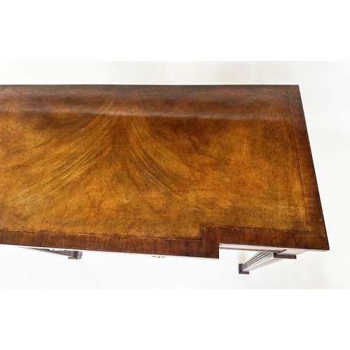 112 - HALL TABLE, George III design flame mahogany and crossbanded, breakfront with frieze drawer, 75cm W ... 