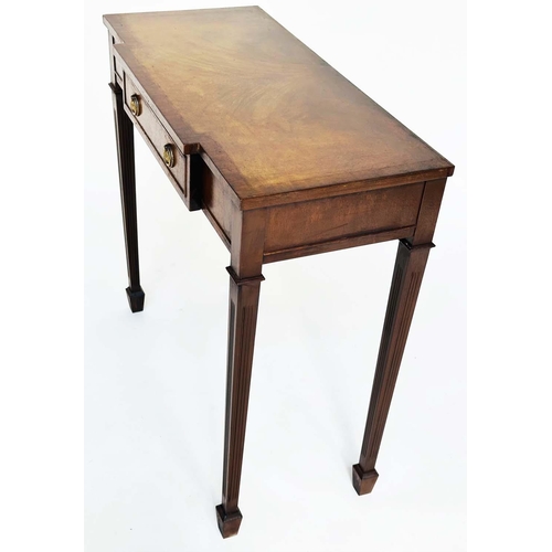 112 - HALL TABLE, George III design flame mahogany and crossbanded, breakfront with frieze drawer, 75cm W ... 