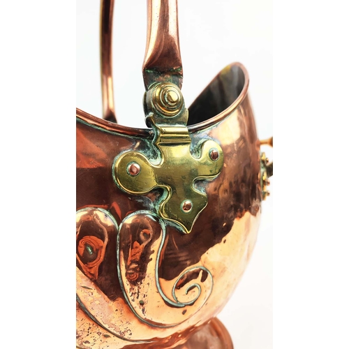 26A - LARGE VICTORIAN COPPER HELMET COAL SCUTTLE, mid-19th  century, by William Soutter & Sons of Birmingh... 