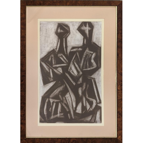 54 - VITALITY FEDEROV, 'Two figures', charcoal/pastel, 59cm x 35cm, framed.