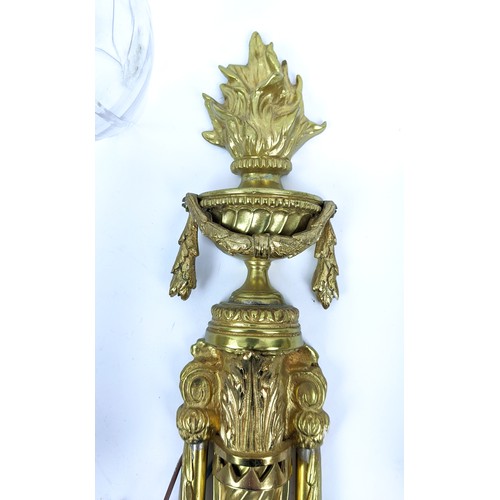 30A - WALL LIGHTS, two pairs, Neo-classical style gilt metal, one pair with swagged urn and three branches... 