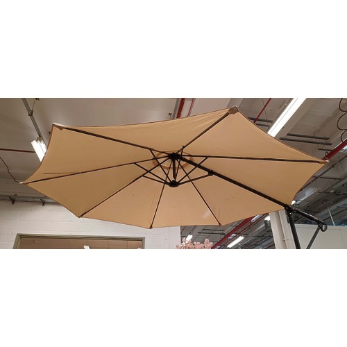 319 - GARDEN PARASOL, cantilevered design, neutral finish, 280cm H at tallest approx.