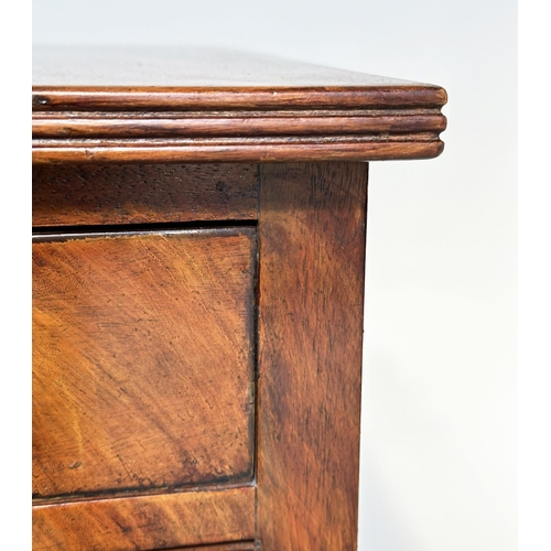 114 - BEDSIDE CHESTS, a pair, Georgian style figured mahogany each with three drawers, 40cm W x 38cm D x 6... 