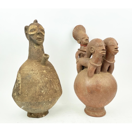 20 - A PAIR OF MANGBETON POTTERY VASES (Congo), 68cm H.