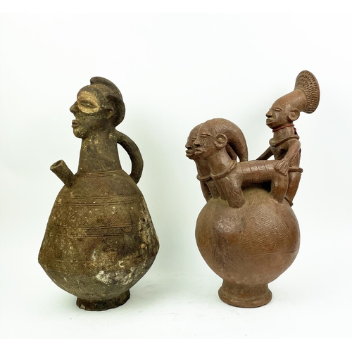 20 - A PAIR OF MANGBETON POTTERY VASES (Congo), 68cm H.