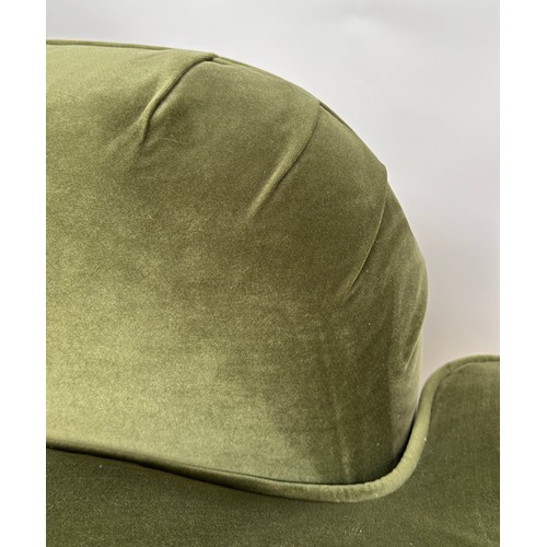 111 - CHAISE LONGUE, moss green velvet upholstered, 93cm H x 157cm W x 84cm D.