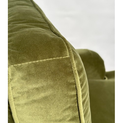 111 - CHAISE LONGUE, moss green velvet upholstered, 93cm H x 157cm W x 84cm D.