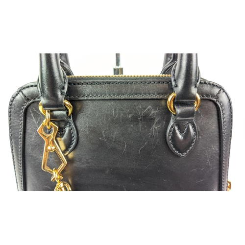 23 - GUCCI 1955 HORSEBIT MINI TOP HANDLE BAG, black leather with gold tone hardware, fabric lining, all a... 