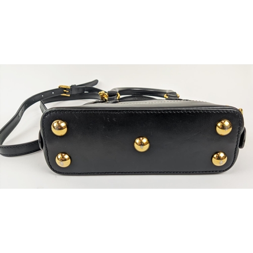 23 - GUCCI 1955 HORSEBIT MINI TOP HANDLE BAG, black leather with gold tone hardware, fabric lining, all a... 