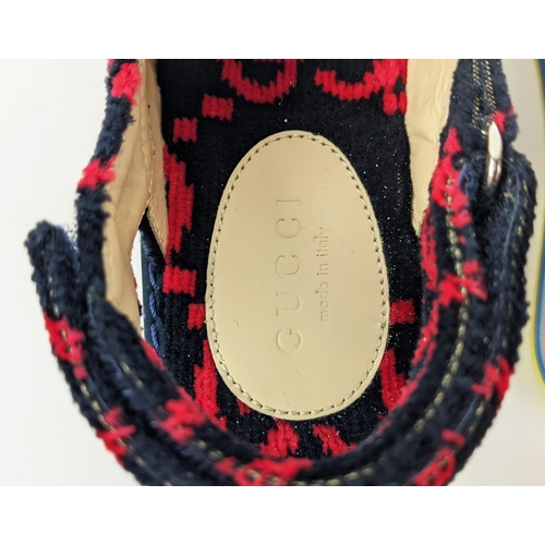 44 - GUCCI CHILDREN TOWELLING SANDALS, monogrammed, with slingback velcro strap closure, rubber rainbow s... 