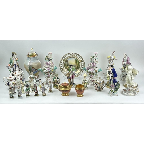 10 - QUANTITY OF VARIOUS 18TH/19TH CENTURY PORCELAIN, including Meissen potpourri pierced lidded vases, a... 