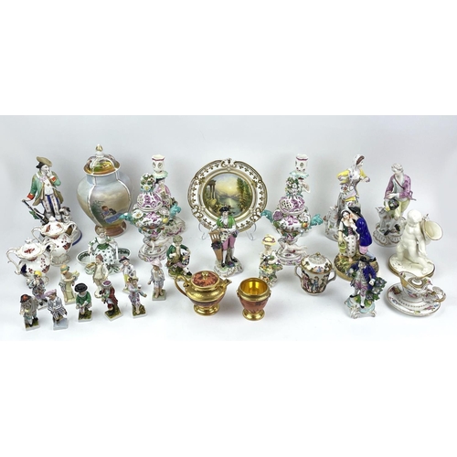 10 - QUANTITY OF VARIOUS 18TH/19TH CENTURY PORCELAIN, including Meissen potpourri pierced lidded vases, a... 