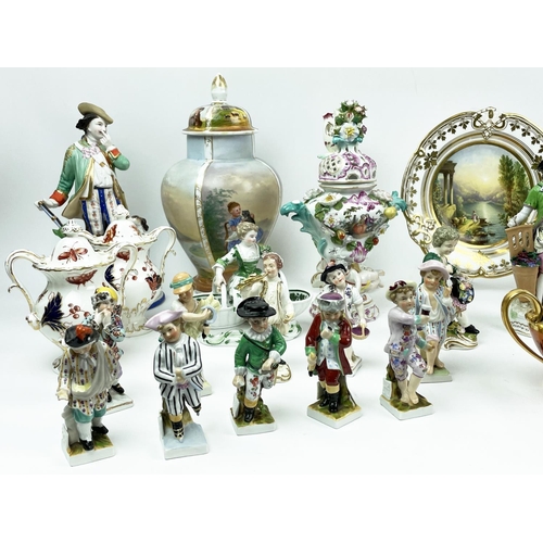 10 - QUANTITY OF VARIOUS 18TH/19TH CENTURY PORCELAIN, including Meissen potpourri pierced lidded vases, a... 