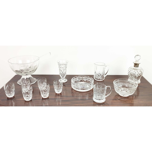 13 - COLLECTION OF SIGNED CUT GLASS ITEMS, six Royal Doulton small glasses, one Stuart crystal bowl, one ... 