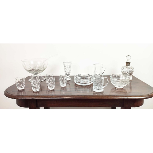 13 - COLLECTION OF SIGNED CUT GLASS ITEMS, six Royal Doulton small glasses, one Stuart crystal bowl, one ... 