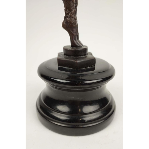 3 - BRONZE DANCER, Art Deco style on black marble socle, 35cm H.