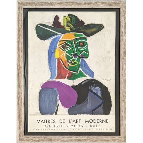 36 - PABLO PICASSO 'Tete De Feme - Maitres De L'Art Moderne Gallerie Beyeler-Bale' lithograph, 75cm x 52c... 