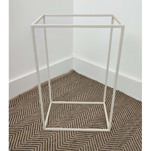 416 - SIDE TABLES, a pair, tray tops, white painted metal, 47cm x 53.5cm. (2)