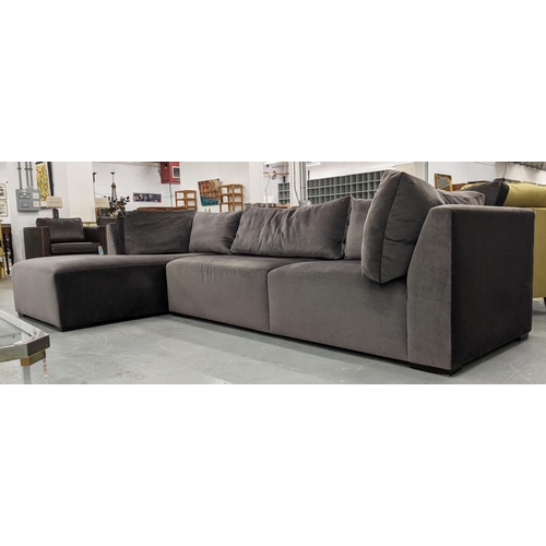 421 - BRAY DESIGN FOR LOUISE BRADLEY CORNER SOFA, mohair upholstery, 310cm x 165cm x 95cm.