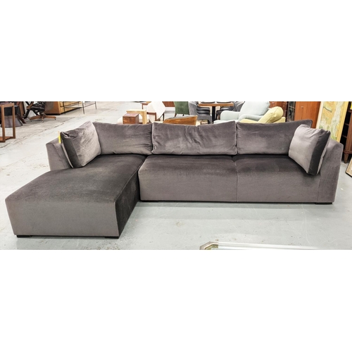 421 - BRAY DESIGN FOR LOUISE BRADLEY CORNER SOFA, mohair upholstery, 310cm x 165cm x 95cm.